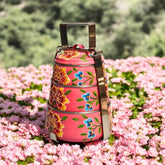 Hand Painted 3 Tier Steel Tiffin Box - Pink