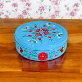 Hand Painted Spice Box With 7 Compartments - Blue