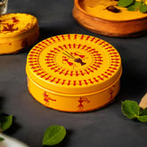 Hand Painted Spice Box With 7 Compartments - Yellow