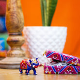 Metal Elephant Animal Figurine Showpiece Set of 2 Pc