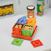 Revolving Dryfruit Art Decorative Serving Tray - Multicolour