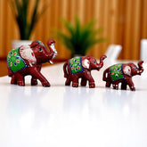 Elephant Fiber Showpiece Set Of 3 Pcs