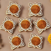 Wooden Small hand Block Diya square set of 7 pc