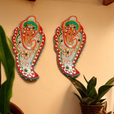 Handmade Marble Kundan Work Ganesha With Leaf Roli Sindoor Chopra Vase - pair