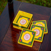 Wooden Painted Tea Coaster Set Of 4