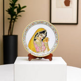 Marbel Round Ragini With pallu Plate With Wood Stand