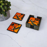 Peacock Hand Painted Tea Coasters Set Of 6 Pcs