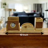 Wooden Pen & Moblie Stand With Clock Set of 50