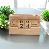 Wooden Desk Pen Holder With Calendar Set of 50