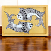 Wooden Hand Painted Serving Tray Fish Design