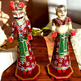 Wooden Hand Painted Isar Gangaur Idol - Red