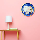 Hand-Painted Pichwai Divine Cow & Calf Wall Plate White Speckless Stars