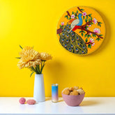 Hand-Painted Peacock Wooden Wall Plate – Floral Grace