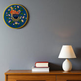 Hand-Painted Wooden Wall Plate Lotus & Deity Design