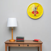 Wooden Hand-Painted Wall Plate Lotus & Deity Design