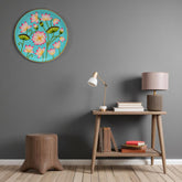 Wooden Hand Painted Round Plates Wall Flower Design
