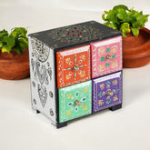 Wooden Hand Painted Drawer Storage Box With Floral Designs