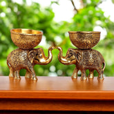Metal Elephant Dry Fruit Bowl Set