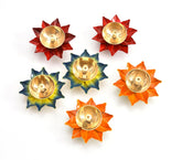 Beautifull Flower Puja Kamal Patti Brass Diya Oil Lamp Set of 6 pc