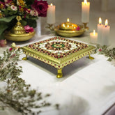 Aluminium Meenakari Metal Leg Bajoth 8 inch chauki