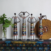 Iron Tribal Doll Tea Light Candle Holder Set of 4