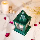 Glass And Metal Lantern With Pillar Candle