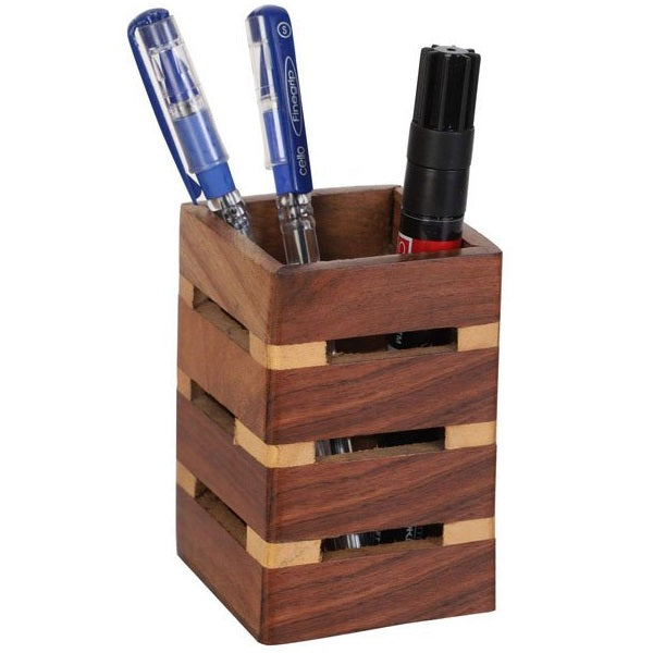 Wooden Indian Designer Pen Holder Decor