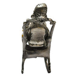 Ganesha Lord Statue Sitting On A Chair And Reading Ramayan Silver Showpiece