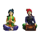 Wooden Charpai With Polyresine Rajasthani Musicians Showpiece