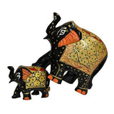 Wooden Elephant Antique Painting Showpiece Set Of 5