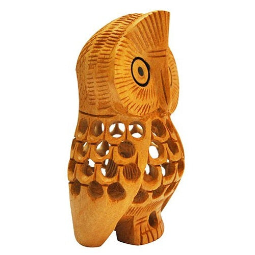 Wooden Owl Jali Antique Showpiece Set Of 5 Pcs