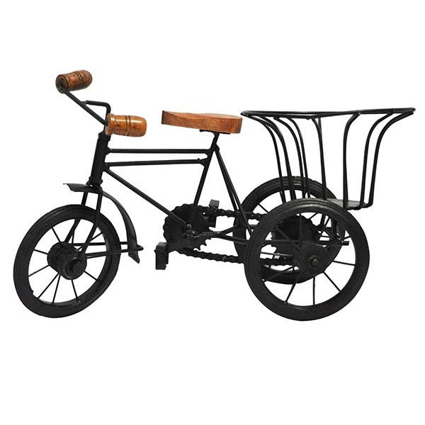 Wood And Iron Cycle Rickshaw Table Top Showpiece