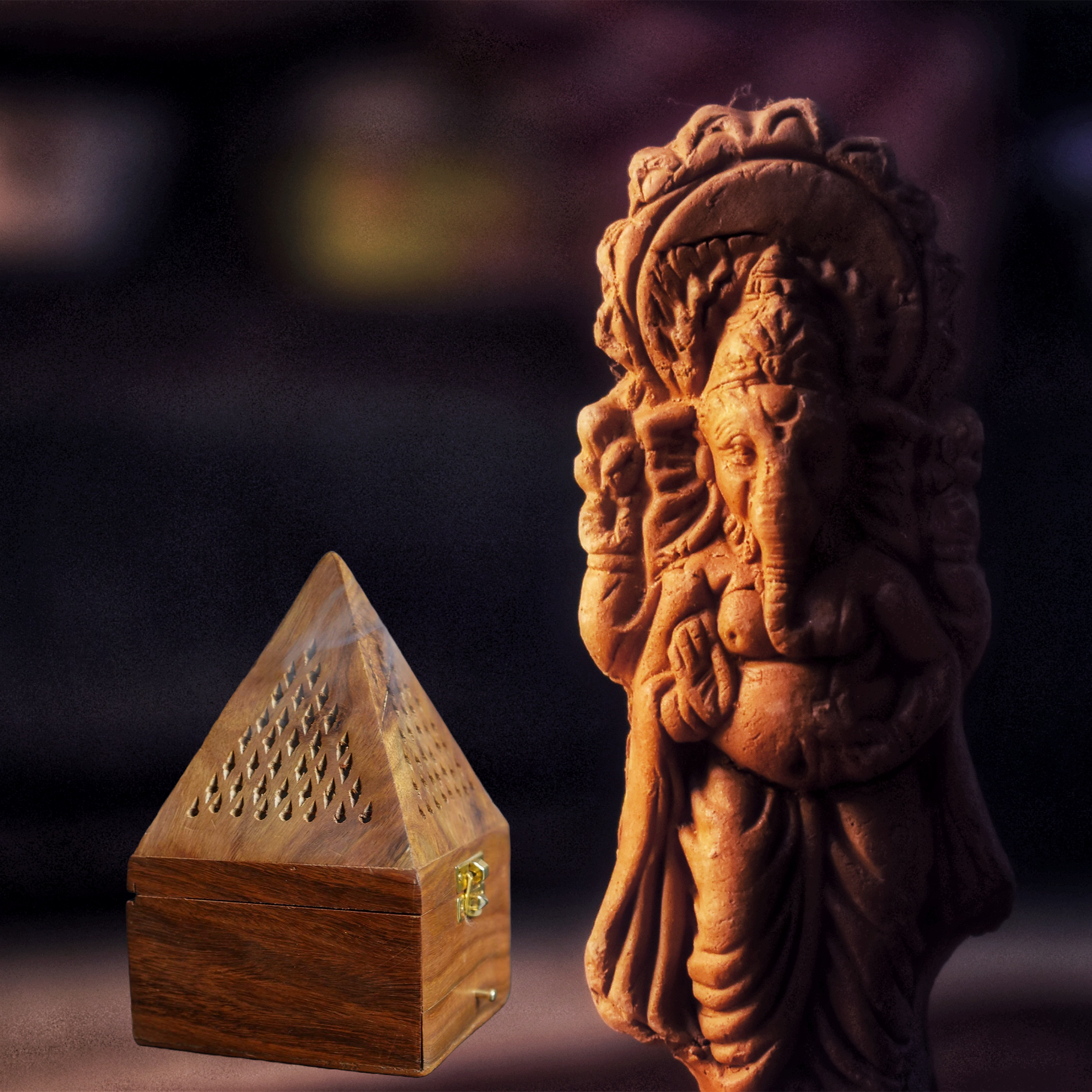 Wooden Dhoop Dani Stand Small Shape Box