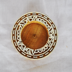 Wooden Small Round Block Diya Shape pair