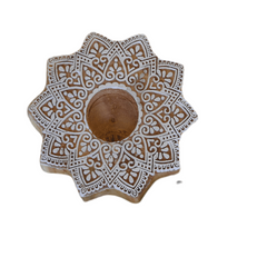 Wooden Hand block Star Shape Diya pair