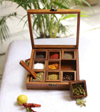 Wooden Container Spice 9 Box With Spoon