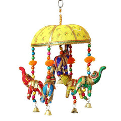 Wooden Elephant Tokri Jhoomar  Decor