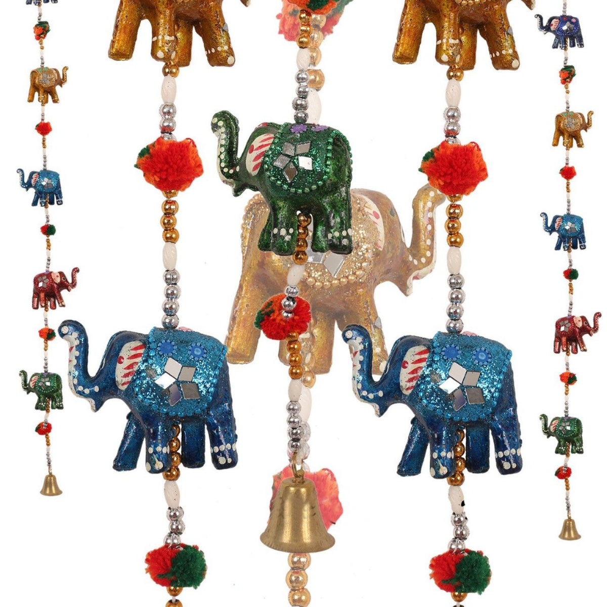 Colorful Elephant Lakh Line Decorative Pair