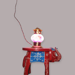 Brass Decorative Electric Diya Lamp With Marble Finish Glass