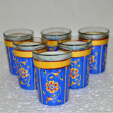 Decorative Hand Painted Flower Tea Glass  Set - Blue