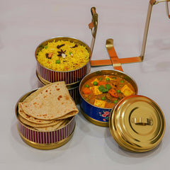 Hand Painted 3 Tier Steel Tiffin Box