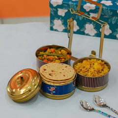 Hand Painted 3 Tier Steel Tiffin Box