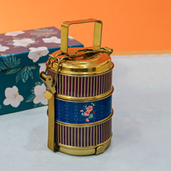 Hand Painted 3 Tier Steel Tiffin Box