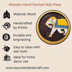 Wooden Golden Framed Pichwai Elephant Wall Decor