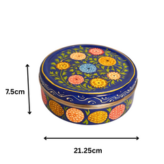 Hand Painted Spice Box With 7 Compartments-Blue