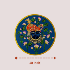 Hand-Painted Wooden Wall Plate Lotus & Deity Design