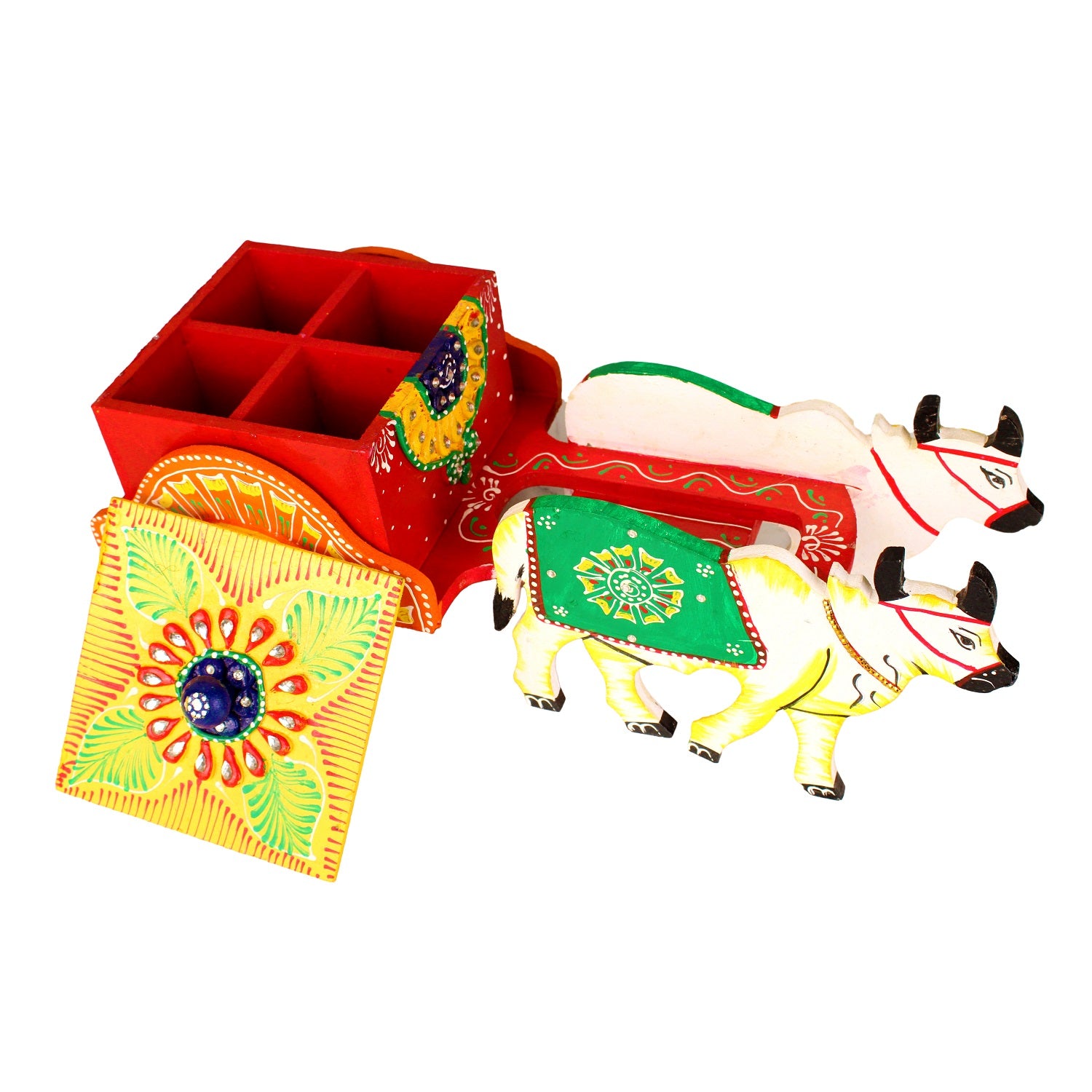 Wooden Bullock Cart Dry Fruit Box Set of 4