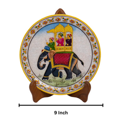 Marbel Round Elephant Plate With Wood Stand