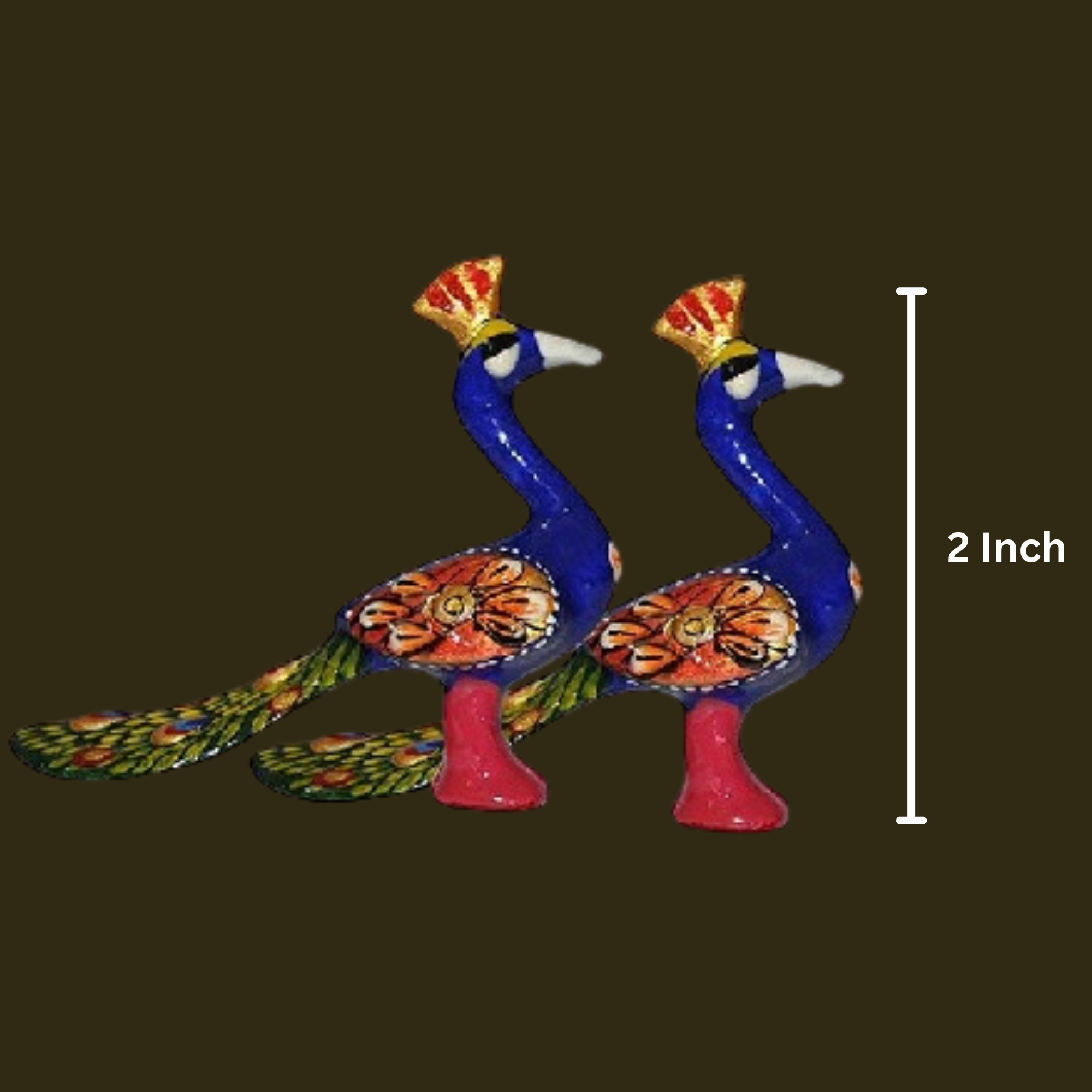 Matel Peacock Handmade Pair Gift - 2 inch