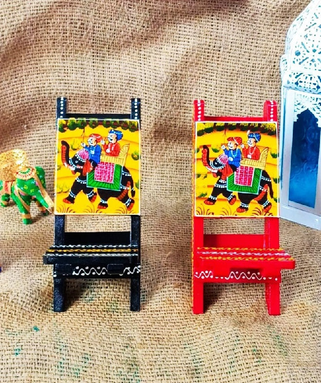 Wooden Painted Mobile Holder 2 Pc